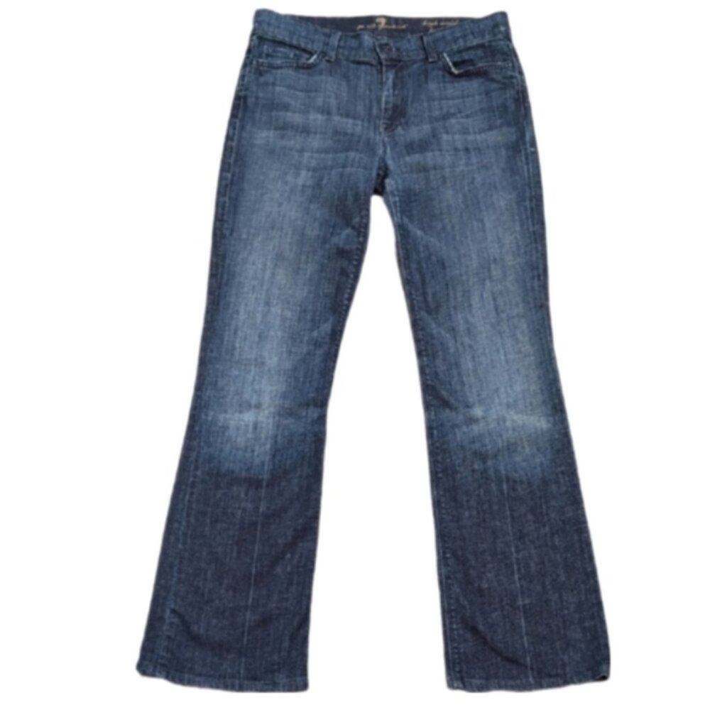 💠7 For All Mankind High Waist Bootcut Jeans Size 29 Blue Distressed Denim